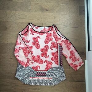 Paisley Cold-Shoulder Top